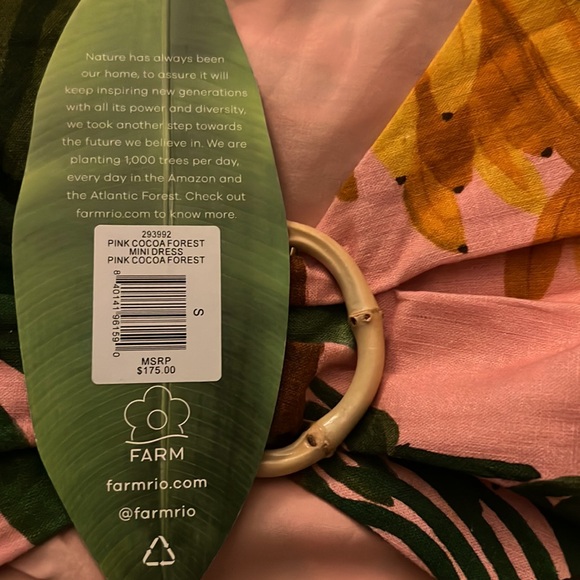 Gorgeous FARM Rio Mini Dress- Pink Cocoa Forest-        Sz. S- NWT - Picture 10 of 16